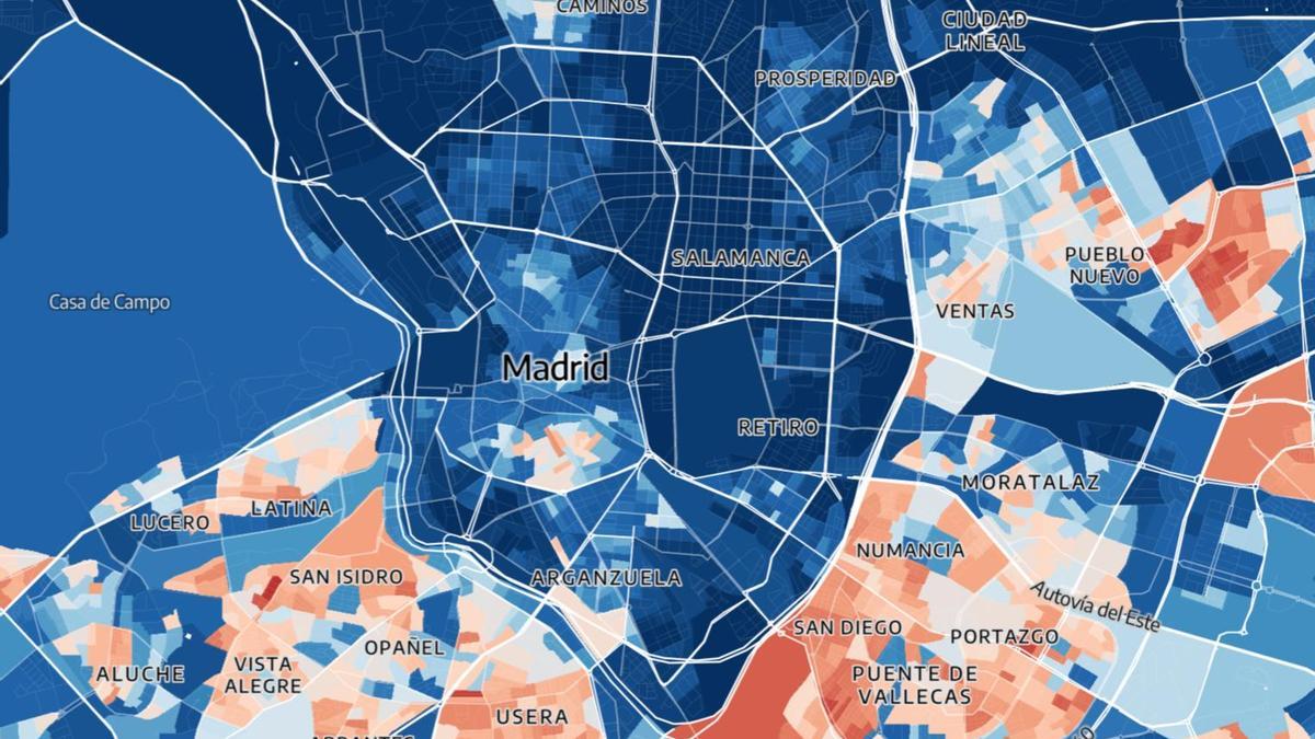 ¿Vives en un barrio rico o pobre? El mapa de la renta en España, calle a calle