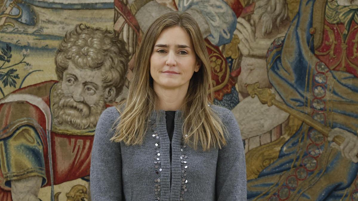 La vicepresidenta tercera del Gobierno y Ministerio para la Transición Ecológica y el Reto Demográfico, Sara Aagesen, que sustituye a Teresa Ribera, este lunes en el Palacio de la Zarzuela.